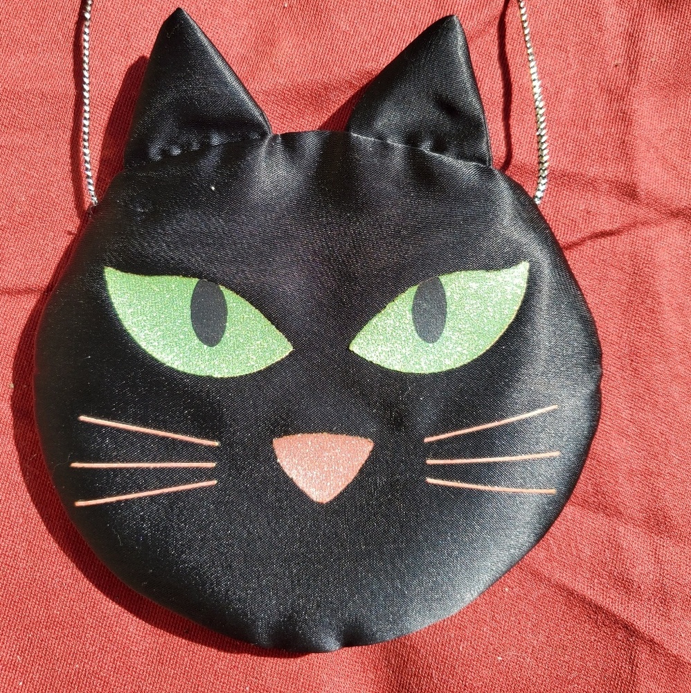 Small vintage black cat purse